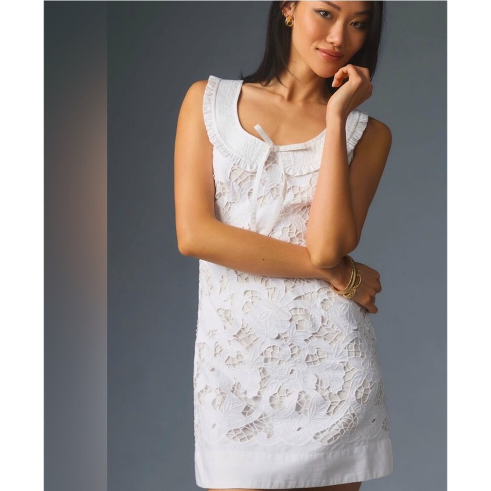 Anthropologie Vineet Bahl white embroidered lace dress XL
